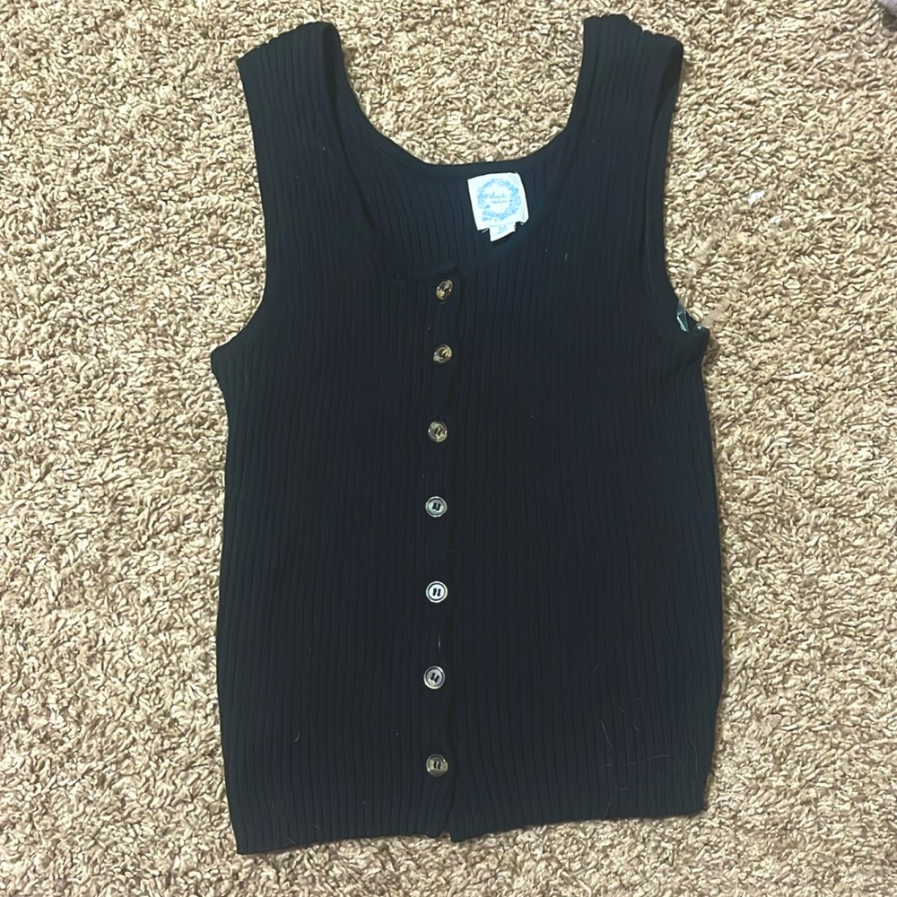 FRANCESCAS w/ tag M black button up ribbed tank